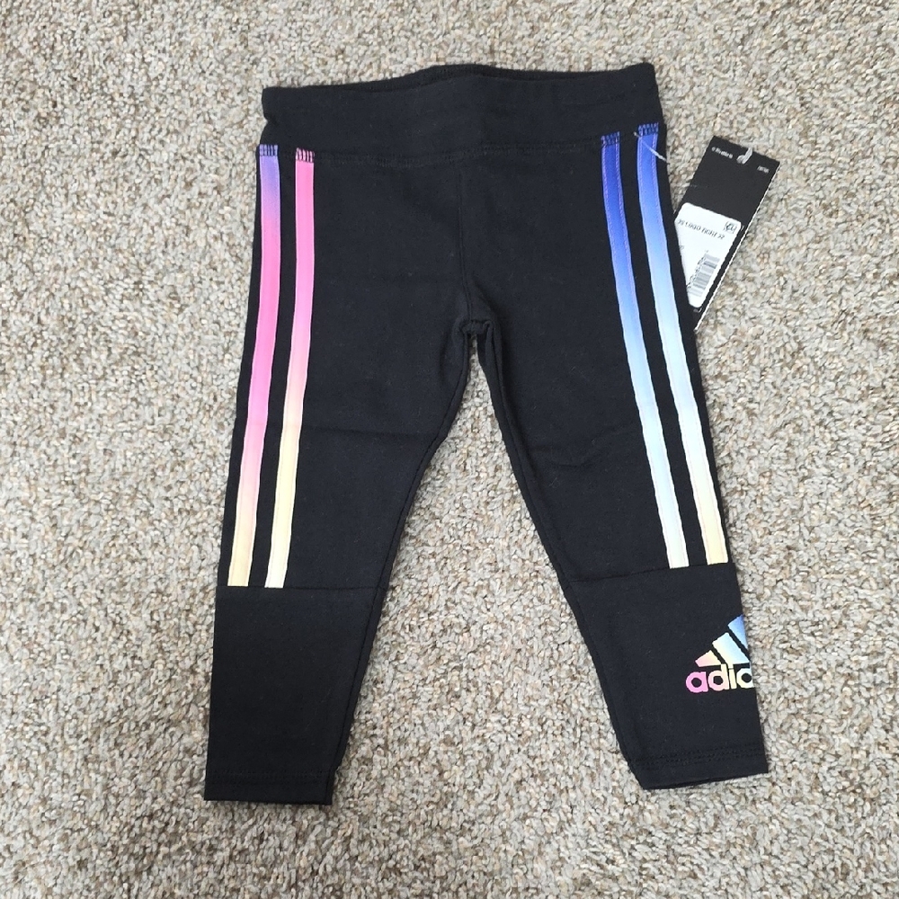 Adidas Black and Blue Leggings with Gradient Stripes